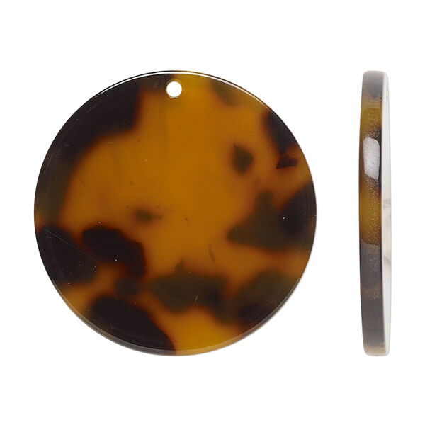 Focal, resin, translucent tortoise, 30mm round. Sold per pkg of 6. image number 0