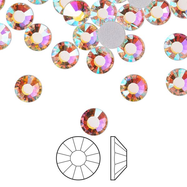 Flat back 288pk crystal AB foil back, Preciosa Viva 12® Czech crystal rhinestone 6.3-6.5mm chaton rose round SS30 image number 0