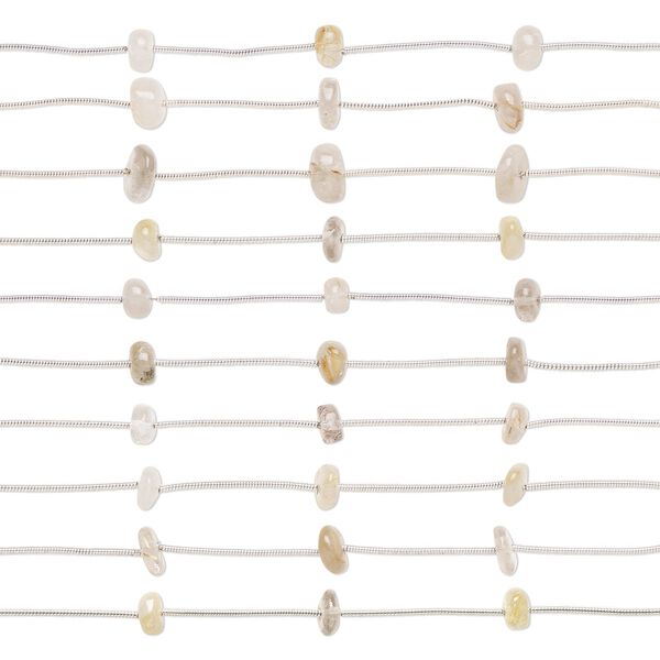 Rutilated quartz 1pkg10, hand-cut heishi bead natural 4.5 inch 4x3mm-10x6mm image number 0