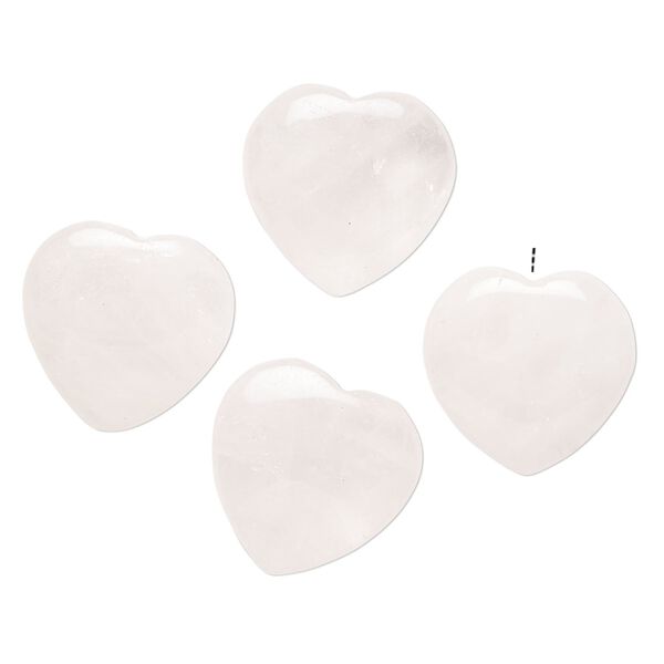 Rose quartz 1pkg4, half-drilled puffed heart drop 19-21mm image number 0