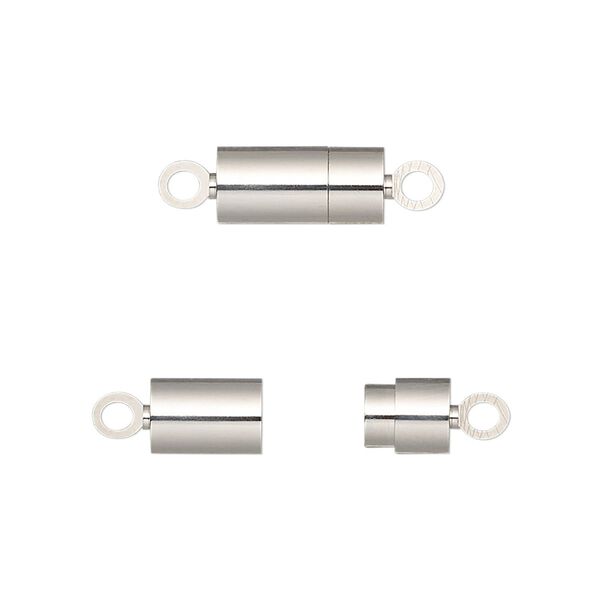 Clasp, magnetic, silver-finished brass, 12x6mm barrel. Sold individually. image number 0