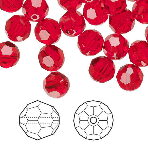 Bead 288pk light Siam, Swarovski® 8mm round 5000 image number 0