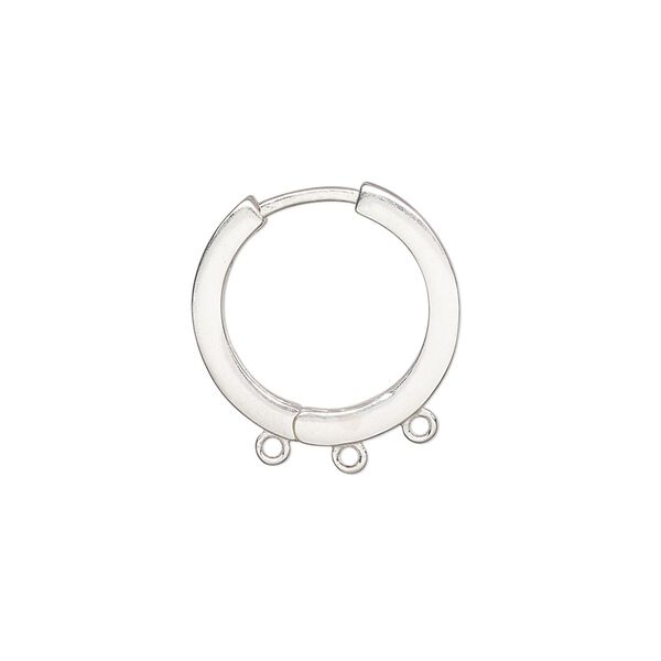 Earring hoop 1pkg2 sterling silver, 18mm hinged / 3 closed loop / square tube, 1 pair image number 0