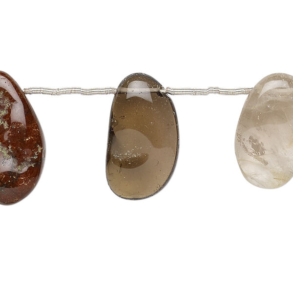 Multi-gemstone 1pkg20, top-drilled flat nugget bead medium image number 0