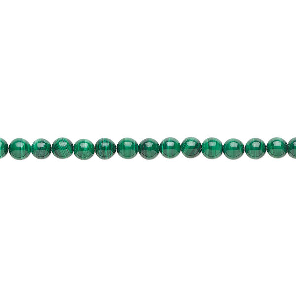Malachite 1pkg1, round bead natural B grade, 8 inch 4mm image number 0