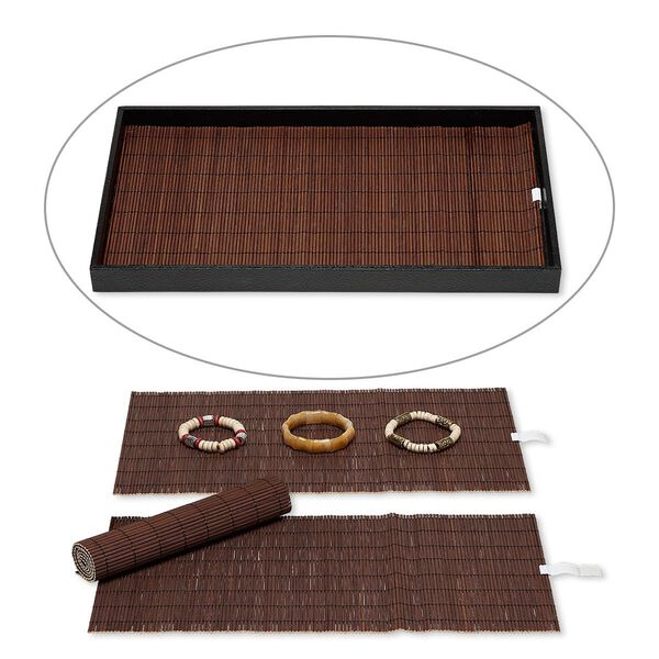 Display pad, bamboo (dyed), brown, 14 x 7-3/4 inch roll-up rectangle. Sold per pkg of 4. image number 0