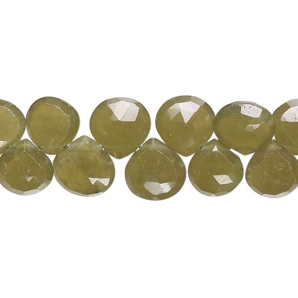 Vesuvianite 1pkg1, hand-cut top-drilled faceted puffed teardrop bead natural 8 inch graduated 6-9mm image number 0