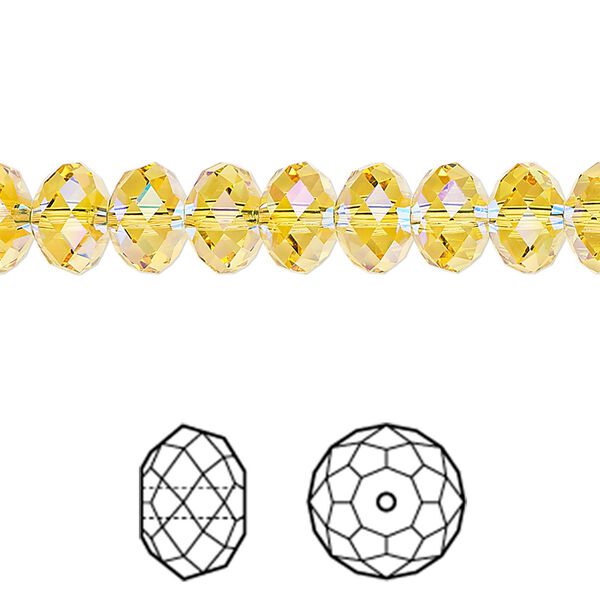 Bead 12pk light topaz shimmer 2X, Crystal Passions® 8x6mm rondelle 5040 image number 0