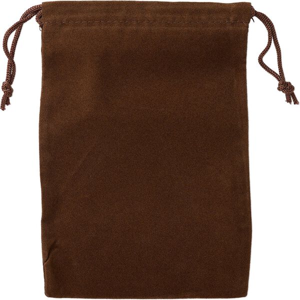Pouch, velveteen and cotton, brown, 5-1/2 x 4-inch rectangle with drawstring closure. Sold per pkg of 25. image number 0