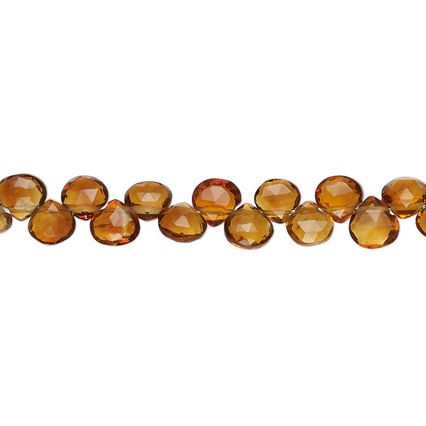 Brandy citrine 1pkg1, hand-cut top-drilled faceted puffed teardrop bead 8 inch 4-5mm image number 0