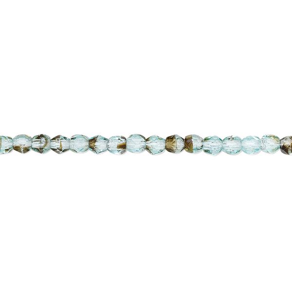 Bead, Czech fire-polished glass, black and turquoise blue, 3mm faceted round. Sold per 15-1/2" to 16" strand, approximately 130 beads. image number 0