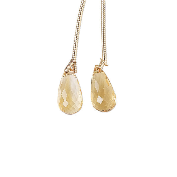 Citrine 1pkg2, hand-cut top-drilled faceted briolette bead 12x6mm image number 0