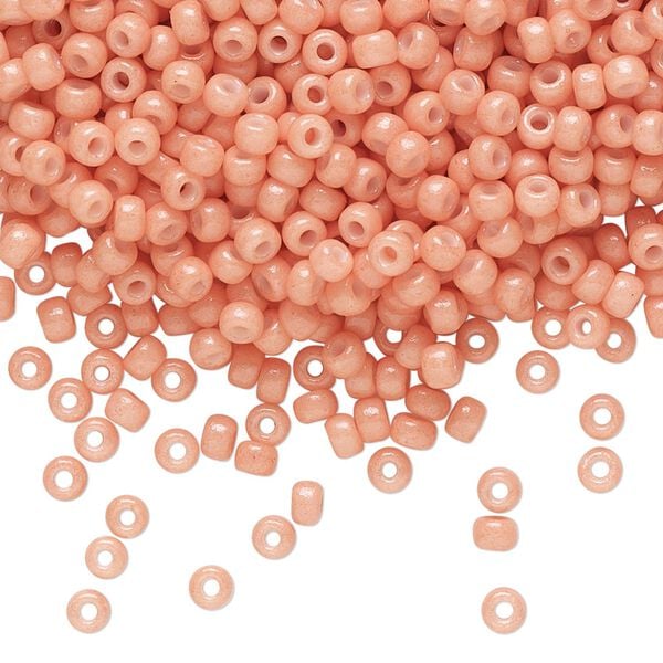 Seed bead, Miyuki, glass, pkg/50g, #8 rocaille, Duracoat® opaque outside dyed dark salmon, (RR-4462). image number 0