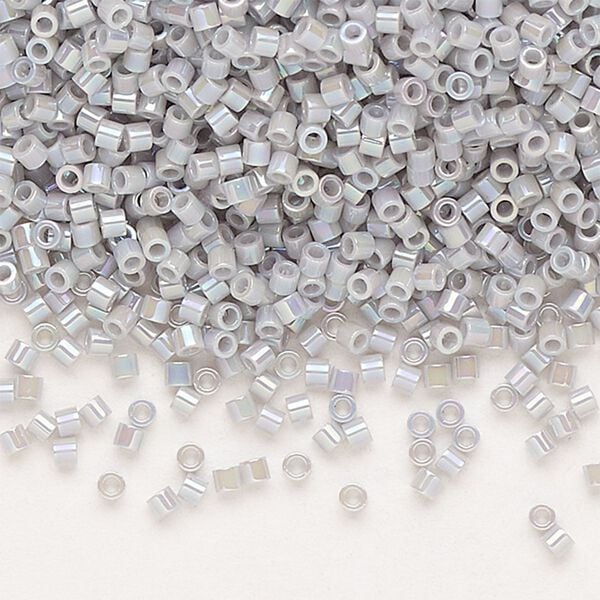 Seed bead, Delica®, glass, pkg/250g, #15 round, opaque rainbow ghost grey (DBS-1579). image number 0