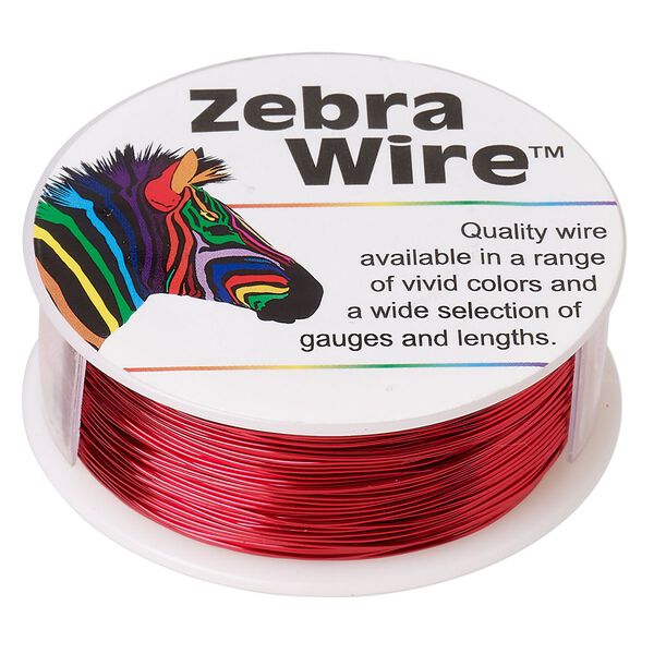 Wire, Zebra Wire™, color-coated copper, red, round, 26 gauge. Sold per 1/4 pound spool, approximately 115 yards. image number 0