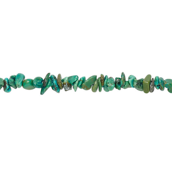 Bead, turquoise (dyed / stabilized), green, mini chip, Mohs hardness 5 to 6. Sold per 15-1/2 to 16-inch strand. image number 0