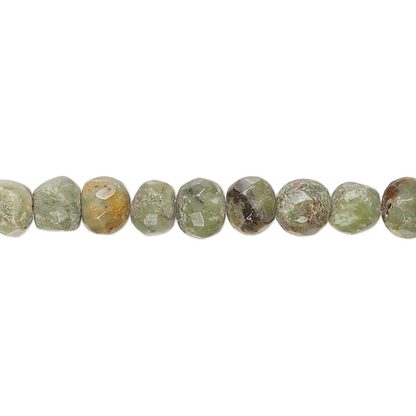 Olive chrysoprase 1pkg1, hand-cut faceted rondelle bead natural 14 inch 6x4mm-7x6mm / 6mm image number 0