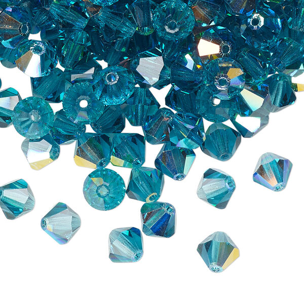 Bead 144pk indicolite AB, Preciosa Czech crystal 6mm bicone image number 0