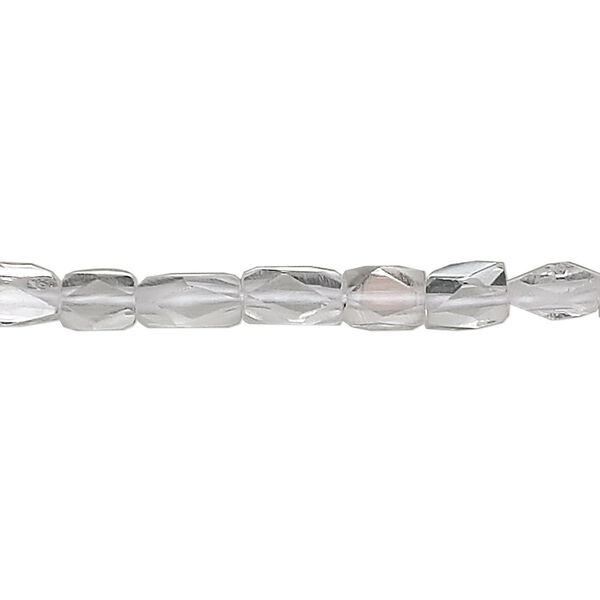 Quartz crystal 1pkg1, hand-cut faceted rectangle bead natural 15.5-16 inch 7x5mm image number 0