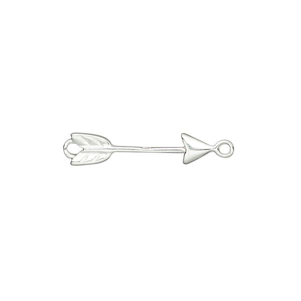 Link, sterling silver, 21x5mm 3D arrow. Sold per pkg of 2. image number 0