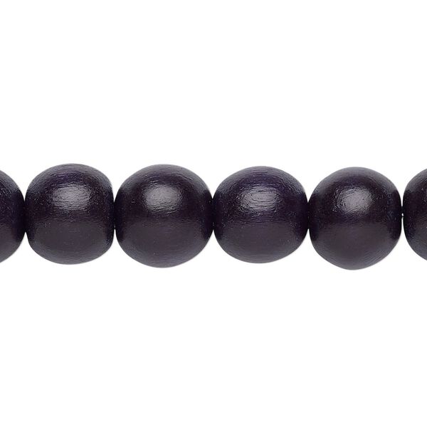 Bead, Taiwanese cheesewood (dyed / waxed), black, 9-10mm round. Sold per pkg of (2) 15-1/2" to 16" strands. image number 0