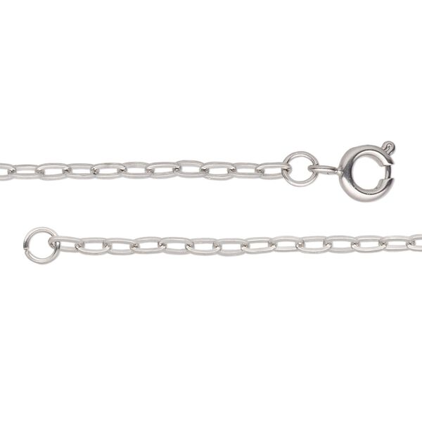 Chain, stainless steel, 2.2mm paperclip, 16 inches with springring clasp. Sold individually. image number 0