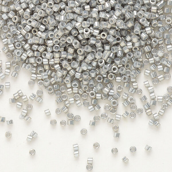 Seed bead, Delica®, glass, pkg/50g, #11 round, opaque rainbow gold luster grey (DB-0251). image number 0
