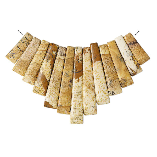Picture jasper 1pkg13, fan focal natural B grade, 26x10mm-29x12mm image number 0