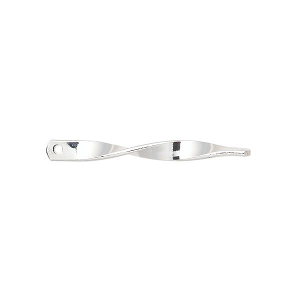 Link, silver-plated brass, 30x3mm twist. Sold per pkg of 100. image number 0