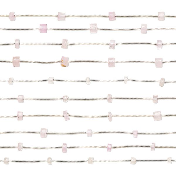 Rose quartz 1pkg10, hand-cut faceted heishi bead 6 inch 3x1mm-6x4mm image number 0