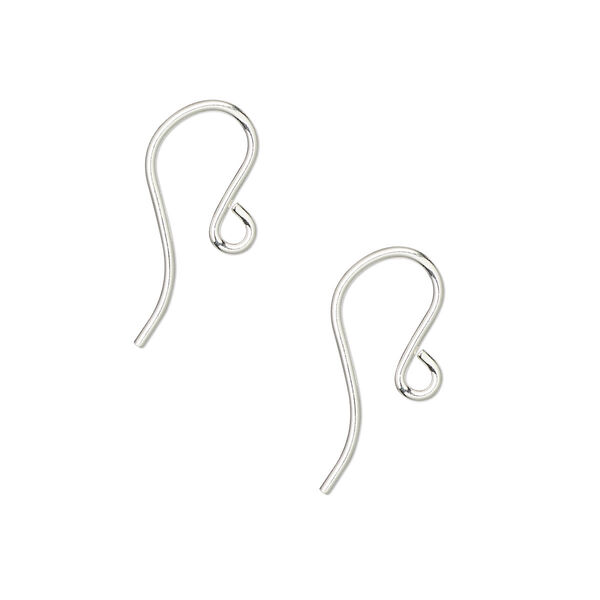 Ear wire, sterling silver, 12mm shepherd's hook with open loop, 20 gauge. Sold per pair. image number 0