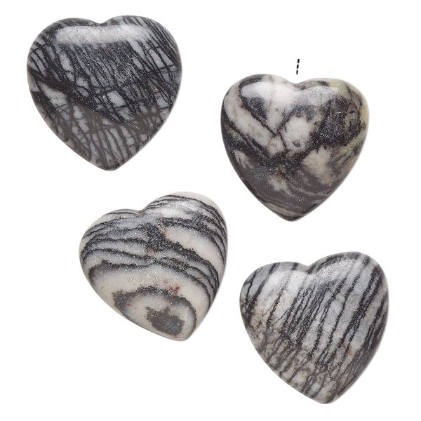 Spiderweb jasper 1pkg4, half-drilled puffed heart drop natural 19-20mm image number 0