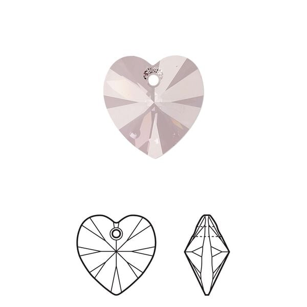Drop 2pk crystal antique pink, Crystal Passions® 14mm pendant heart 6228 image number 0