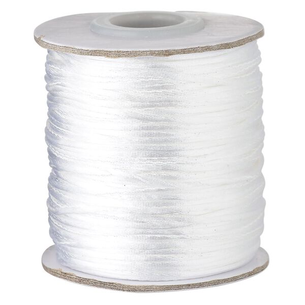 Cord, Satinique™, satin, white, 1mm mini. Sold per 200-foot spool. image number 0