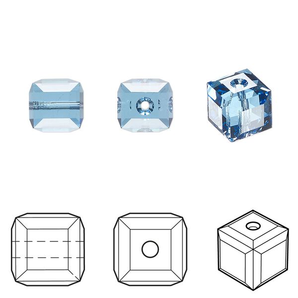 Bead 48pk cool blue, Crystal Passions® Regenerated 8mm cube 5601 image number 0