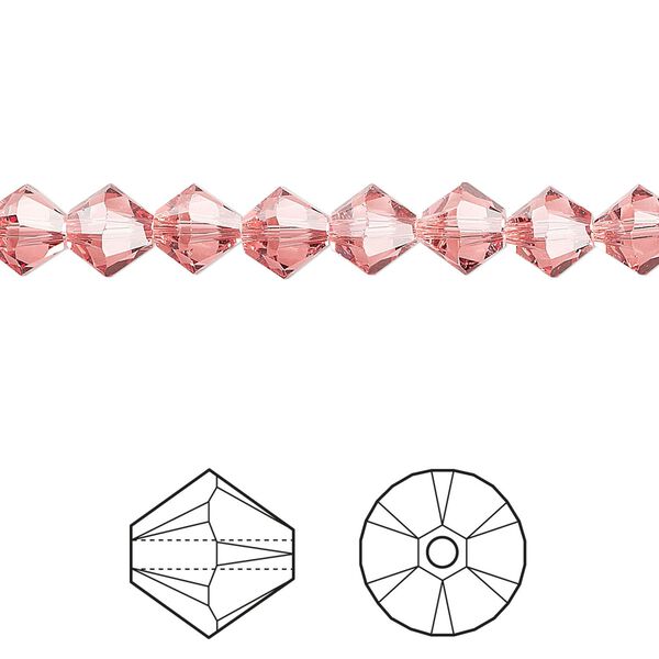 Bead 360pk rose peach, Swarovski® 6mm XILION bicone 5328 image number 0