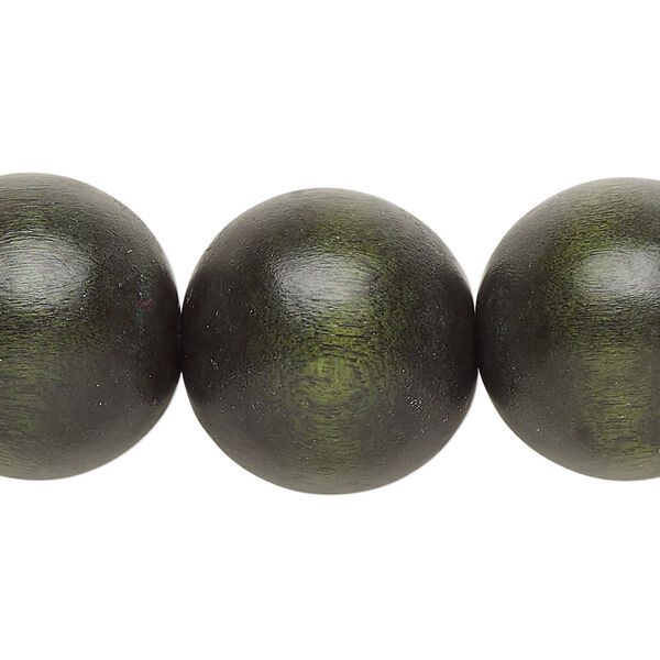 Bead, Taiwanese cheesewood (dyed / waxed), dark forest green, 19-20mm round. Sold per 15-1/2" to 16" strand. image number 0