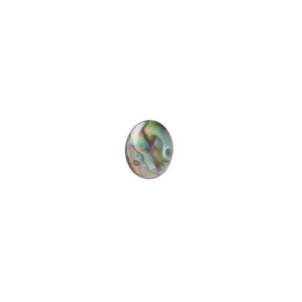 Cabochon, abalone shell (coated), 8x6mm calibrated oval, Mohs hardness 3-1/2. Sold per pkg of 10. image number 0