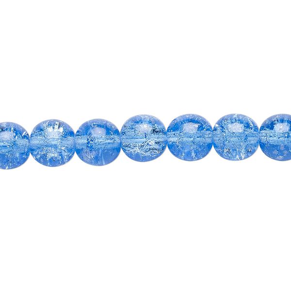 Bead, Czech crackle glass druk, blue, 8mm round. Sold per 15-1/2" to 16" strand, approximately 50 beads. image number 0