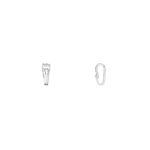 Bail, sterling silver, 6x2mm snap-on style. Sold per pkg of 20. image number 0