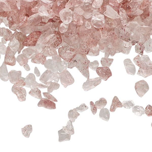 Strawberry quartz 1pkg1, undrilled tumble polished inlay chip natural 2 oz mini image number 0