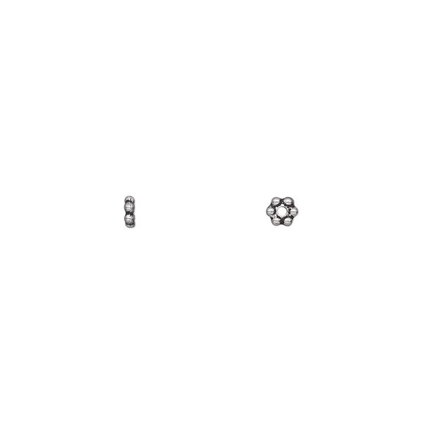 Bead, TierraCast®, antique silver-plated pewter (tin-based alloy), 3x1mm beaded rondelle. Sold per pkg of 50. image number 0