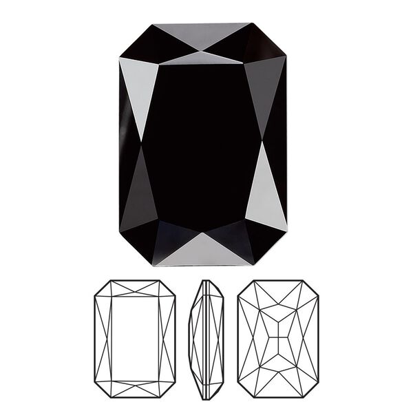 Fancy stone 1pk jet, Crystal Passions® 27x18.5mm emerald cut 4627 image number 0