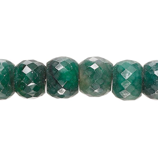 Emerald 1pkg1, hand-cut faceted rondelle bead 15.5-16 inch 10x7mm-11x10mm image number 0