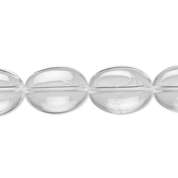 Quartz crystal 1pkg1, flat oval bead natural 8 inch 15x12mm image number 0