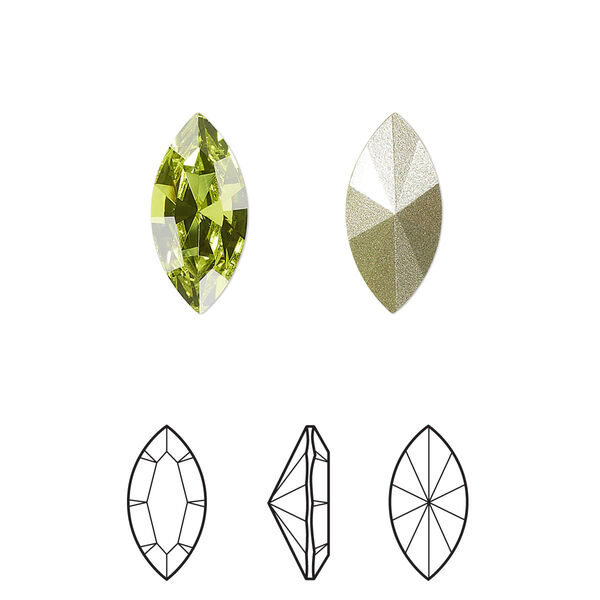 Fancy stone 2pk citrus green foil back, Crystal Passions® 15x7mm navette 4228 image number 0