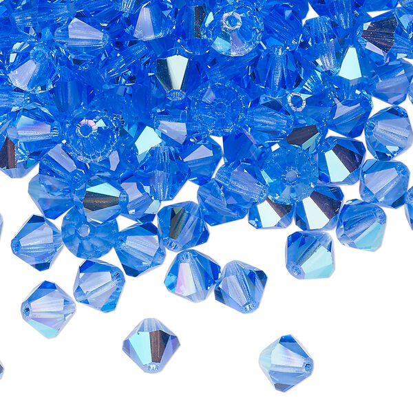 Bead 24pk sapphire glitter, Preciosa Czech crystal 6mm bicone image number 0