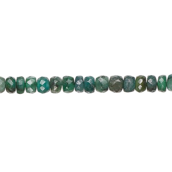 Emerald 1pkg1, hand-cut faceted rondelle bead 13 inch 4x2mm-5x4mm image number 0
