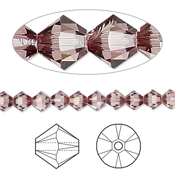 Bead 24pk crystal antique pink, Crystal Passions® 5mm bicone 5328 image number 0