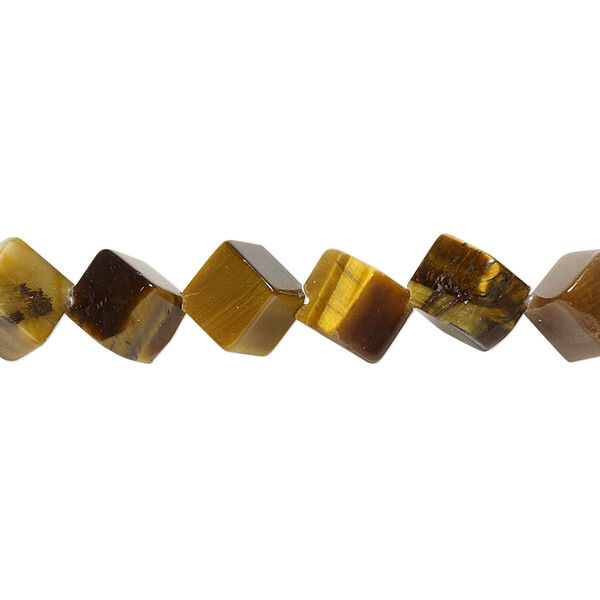 Tigereye 1pkg1, diagonally drilled cube bead natural B grade, 15.5-16 inch 6mm image number 0